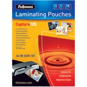 LamináLó fólia 125mik Fellowes 83x113mm fényes lamináló fólia, 125mik 100db/csom