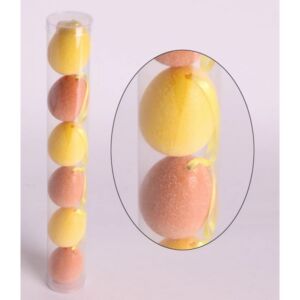 Húsvéti dekor tojás műanyag, 6db/doboz narancssárga cukrozott