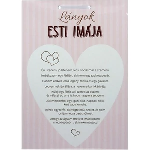 Lánybúcsú Lányok esti imája Falra akasztható Lányok Esti Imája tábla Lánybúcsúra vicces parti ajándék