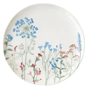 Tányér lapos porcelán 26cm, Herbarium lapostányér kézzel festett