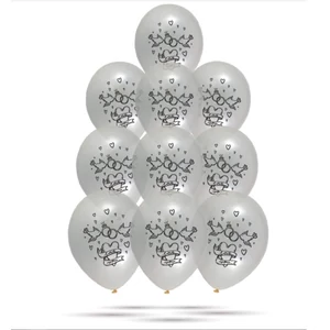 Paty lufi, esküvőre 30cm átlátszó,arany mintával 10db/cs