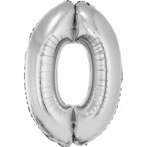 Paty lufi fólia '0' 40inch 102cm , Ezüst XL number balloon Fólia Léggömb+hélium