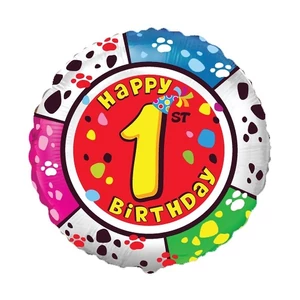 Paty lufi fólia 18'' gömb Szülinapi Happy 1st Birthday Fólia Léggömb+hélium