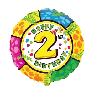 Paty lufi fólia 18'' gömb Szülinapi Happy 2nd Birthday Fólia Léggömb+hélium