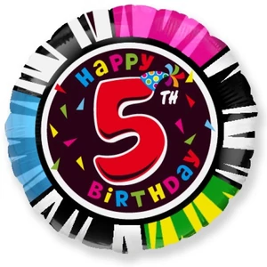 Paty lufi fólia 18'' gömb Szülinapi Happy 5th Birthday Fólia Léggömb+hélium