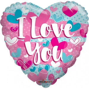 Paty lufi fólia 18' I love You szív kék pink