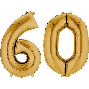 Paty lufi fólia 60 szám 86cm arany színű 60-as szám léggömb Fólia Léggömb+hélium