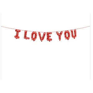 Party Lufi fólia valentini I love you, felirattal piros betűkből