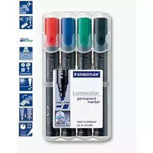 Alkoholos marker Staedtler Lumocolor 350' 2-5mm vágott hegyű 4színű Írószerek STAEDTLER 350 WP4