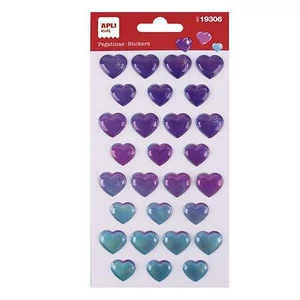 Matrica Apli domború, Kids Stickers, tündöklő szívek