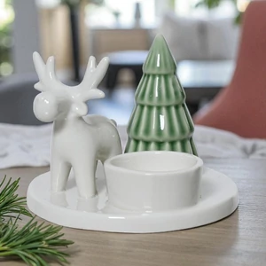 Mécsestartó karácsony 24' asztali porcelán , fényes mázzal 11.4cmx11.4cmx8.5cm sdkae