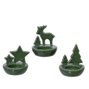 Mécsestartó karácsony 24' Porcelán, 3 féle 1db/ár 8.5cmx8.5cmx9cm sdkae