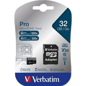 Memóriakártya microSDHC 32GB VERBATIM Premium adapterrel 90/45MB/s Adattárolók VERBATIM 47041