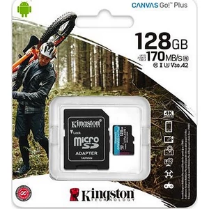 Memóriakártya microSDXC 128GB C10/UHS-I/U3/V30/A2 adapter KINGSTON Canvas Go! Plus