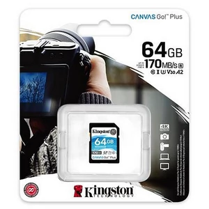Memóriakártya SDXC 64GB C10/UHS-I/U3/V30 KINGSTON Canvas Go! Plus