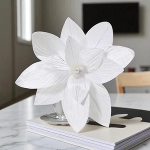 Mikulásvirág karácsonyi 24' csiptetős, glitteres, fehér 15cm sdkae