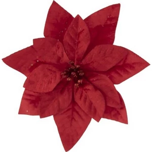 Mikulásvirág textil 21' csipeszes, 16cm piros