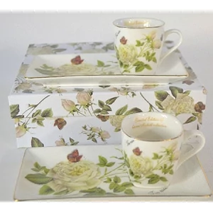 Mokkáskészlet 2személyre tearózsa 2-2db 75ml-es csésze+alj Porcelán