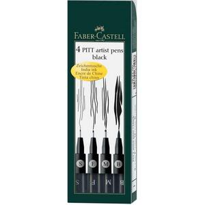 Faber-Castell művész filctoll "Pitt 4db -S;F;M;B- fekete" AG-Pitt 167100