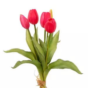 Selyemvirág - művirág Tulipán csokor műanyag 35cm fukszia