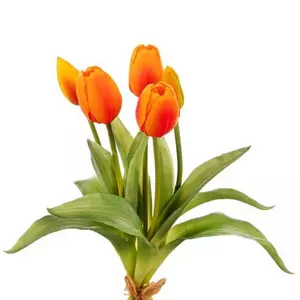 Selyemvirág - művirág Tulipán csokor műanyag 35cm narancs