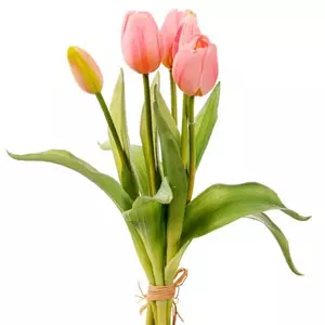 Selyemvirág - művirág Tulipán csokor műanyag 35cm rózsaszín