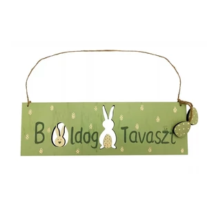 Tavaszi dekor fa tábla zöld, Boldog Tavaszt felirattal 30cm