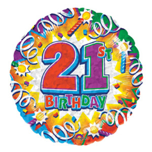 Partylufi Szülinapi 18"-46cm 21-es Birthday Explosion Fólia Léggömb+hélium