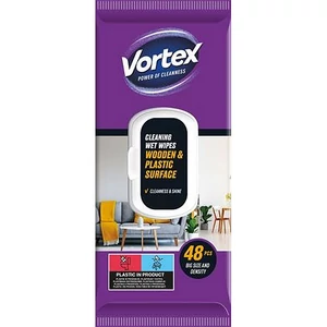 Nedves törlőkendő fa- és műanyag felületre 48db VORTEX