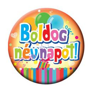Party kitűző névnapi 5,5cm Boldog névnapot... színes