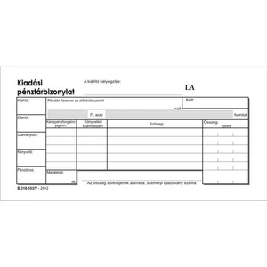 Ny B 318-103/V kiadásC Kiadási pénztárbizonylat 25x2pl NVB318103V