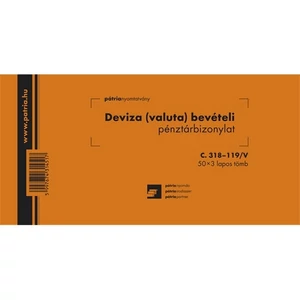 Ny C 318-119 bevételi deviza Bevételi pénztárbizonylat Deviza Pátria