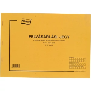 Ny D E 480/UJ/V Felvásárlási jegy, mezőgazdasági termékfelvásárlás bizonylat, 25x3 példányos A/4-es