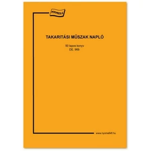 Ny D E 969 Takarítási műszaknapló