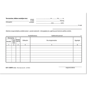 Ny D F 13/B/V megrendelőtömb Megrendelőtömb 50x3 A/5 fekvő Pátria