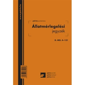 Ny D MG 4-131 mérlegelési jegy Állatmérlegelési jegyzék 50x2lapos Pátria
