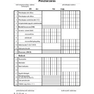 Ny B 22-26 pénztárzárás Pénztárzárás 50x2 A5 ÁLLÓ