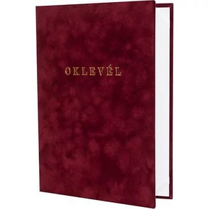 Oklevéltartó A4 exkluzív plüss, aranyozva, bordó