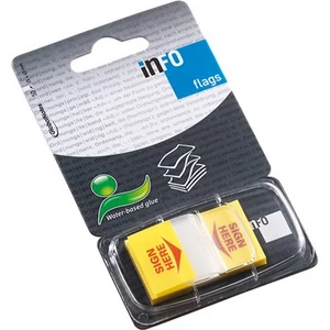 Oldaljelölő műanyag Info Notes Flag 25x43mm 50 lapos aláírás ikon