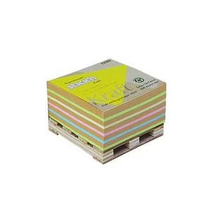 Öntapadó jegyzettömb, N 76x76mm 400 lap vegyses színek mini raklap, Kraft cube