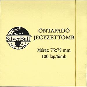Öntapadós jegyzettömb 75x75 C tenderes 100lapos pasztell sárga C SilverBall, a-series