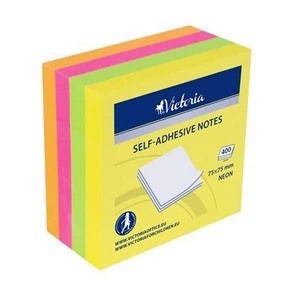 Öntapadós jegyzetömb 75x75 Victoria öntapadós neon 400lap LV7575N3