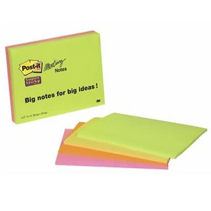 Öntapadós jegyzettömb 203x152m 4x45 lap, 3M POSTIT "Super Sticky vegyes színek