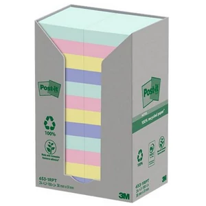 Öntapadós jegyzettömb 3M 38x51mm, 24x100 lap, környezetbarát Nature, vegyes pasztell színek