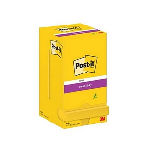 Öntapadós jegyzettömb 3MPostit 76x76 mm, 12x90 lap, Super Sticky ultra sárga