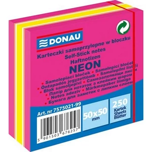 Öntapadós jegyzettömb 50x50mm Donau, 250 lap neon rózsaszín D757502