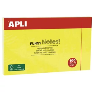 Öntapadós jegyzettömb Apli 125x75mm, 100 lap, Funny, sárga LNP15002