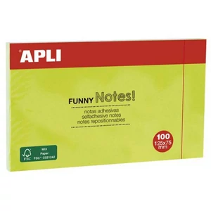 Öntapadós jegyzettömb Apli 125x75mm, 100 lap, Funny, zöld LNP15004