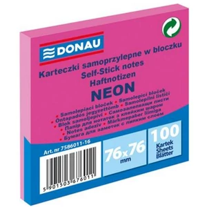 Öntapadós jegyzettömb Donau 76x76mm, 100 lap,neon rózsaszín D758616