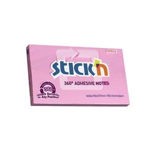 Öntapadós jegyzettömb Stick N 76x127 mm, 100 lap, 360, rózsaszín